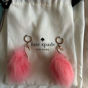 Kate Spade Pink Flamingo Poof and Rose Gold Earrings. Never worn